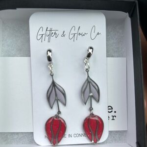 stained glass tulip earrings, from La Conner Washington